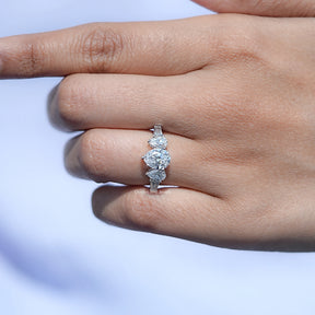 Detailed View of Lab Grown Diamond Pear Cut Five Stone Ring In White Gold