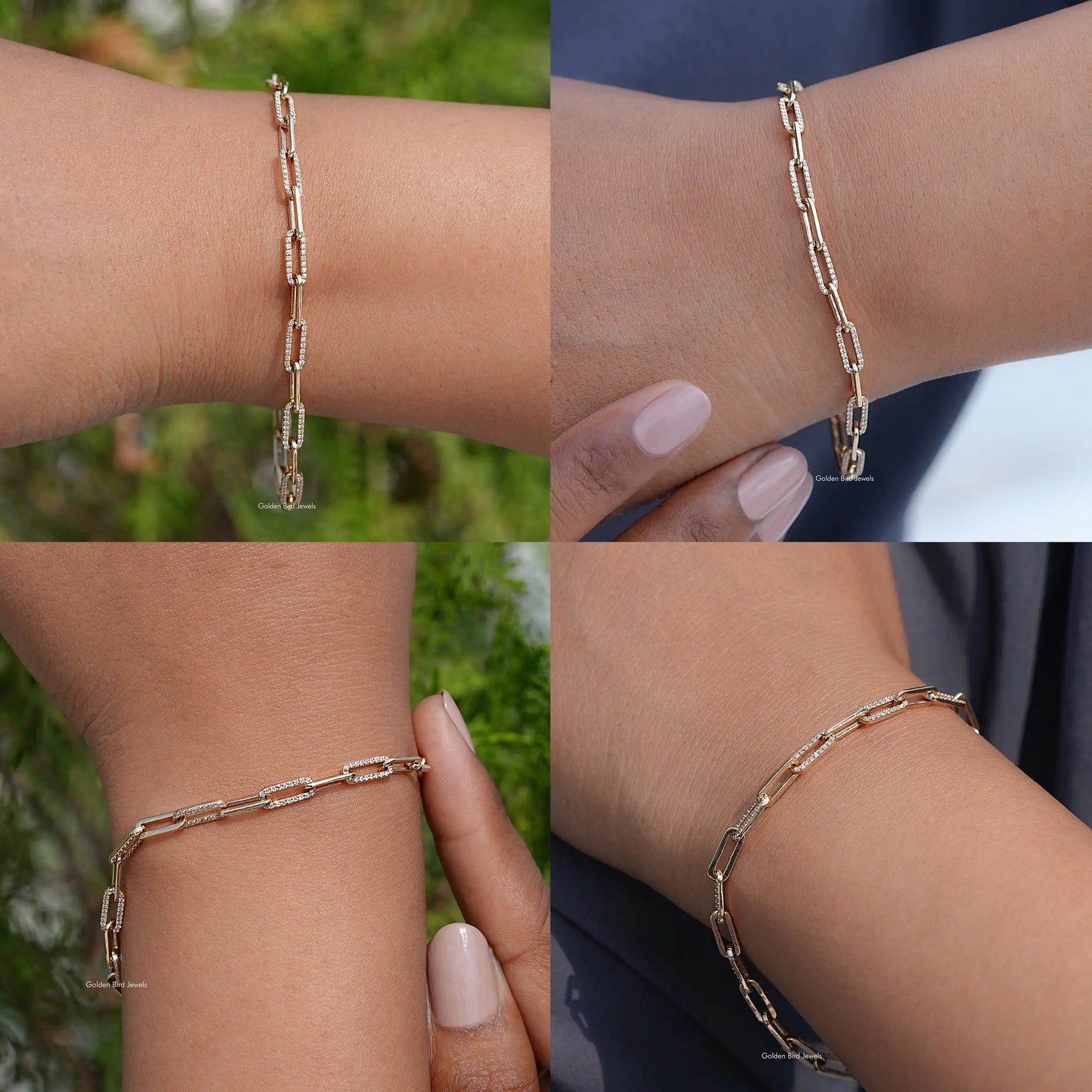 Round Cut Link Bracelet in 14K White Gold 