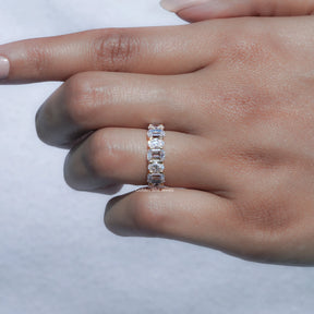 Emerald And Oval Lab Diamond Seven Stone Ring