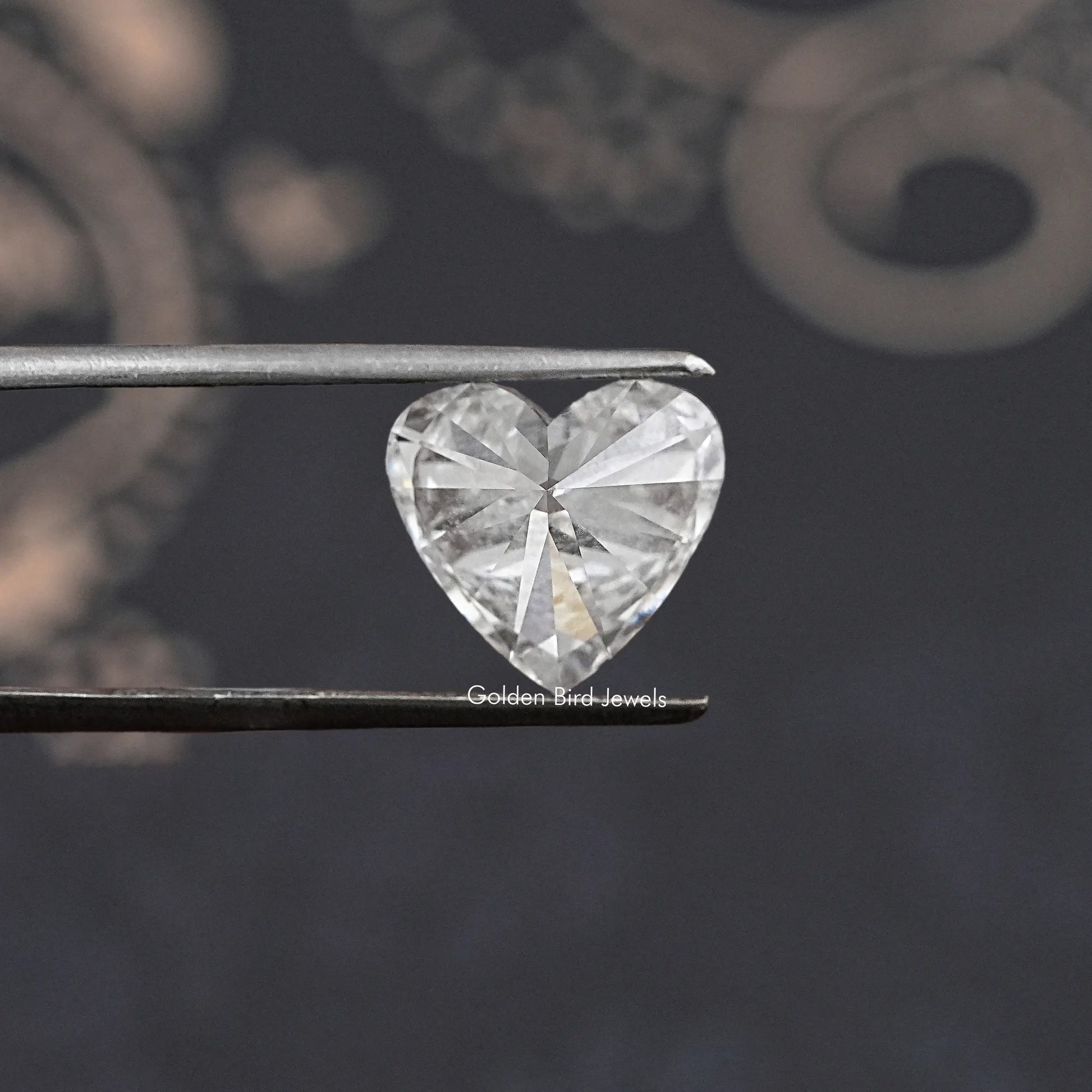 Twijer holding the Heart Shaped Loose Lab Diamond