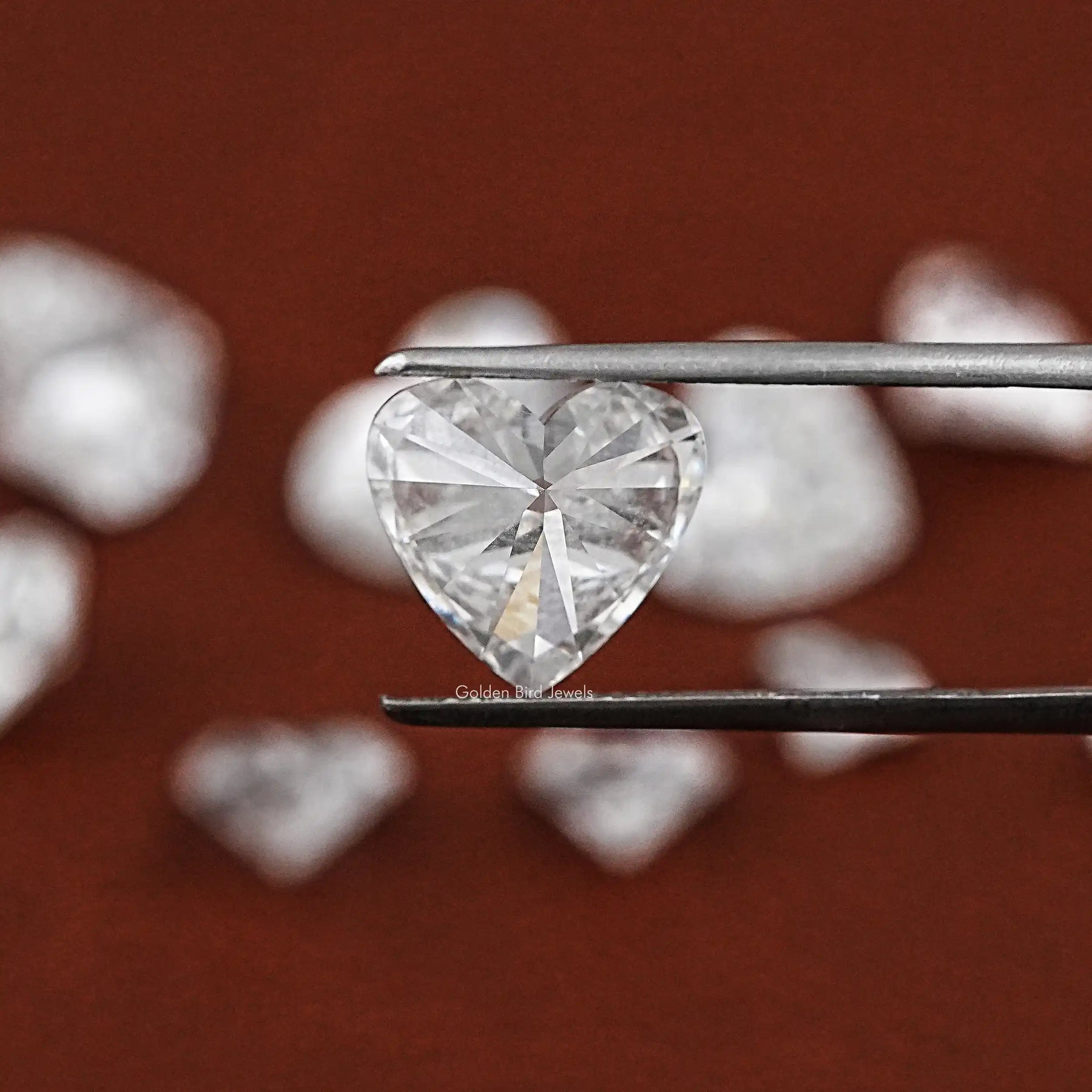 Twijer holding the Heart Shaped Loose Lab Diamond