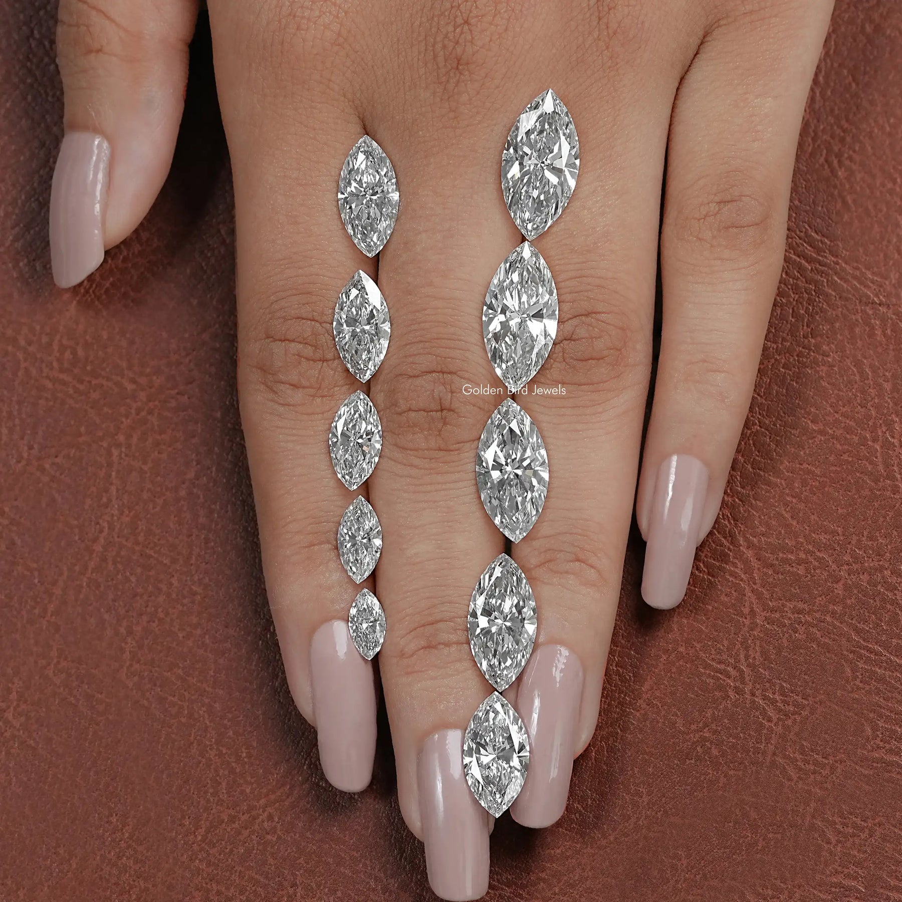 Close-Up View of Lab Grown Marquise Cut Loose Diamond In White 