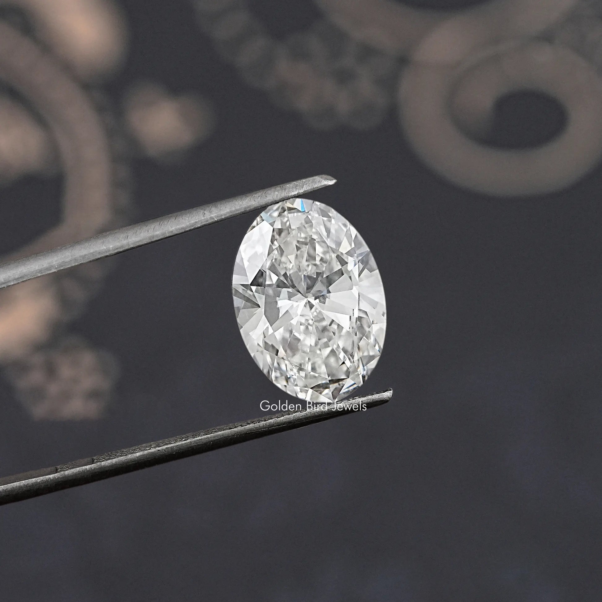 View Of Lab Grown Oval Cut Loose Diamond In White