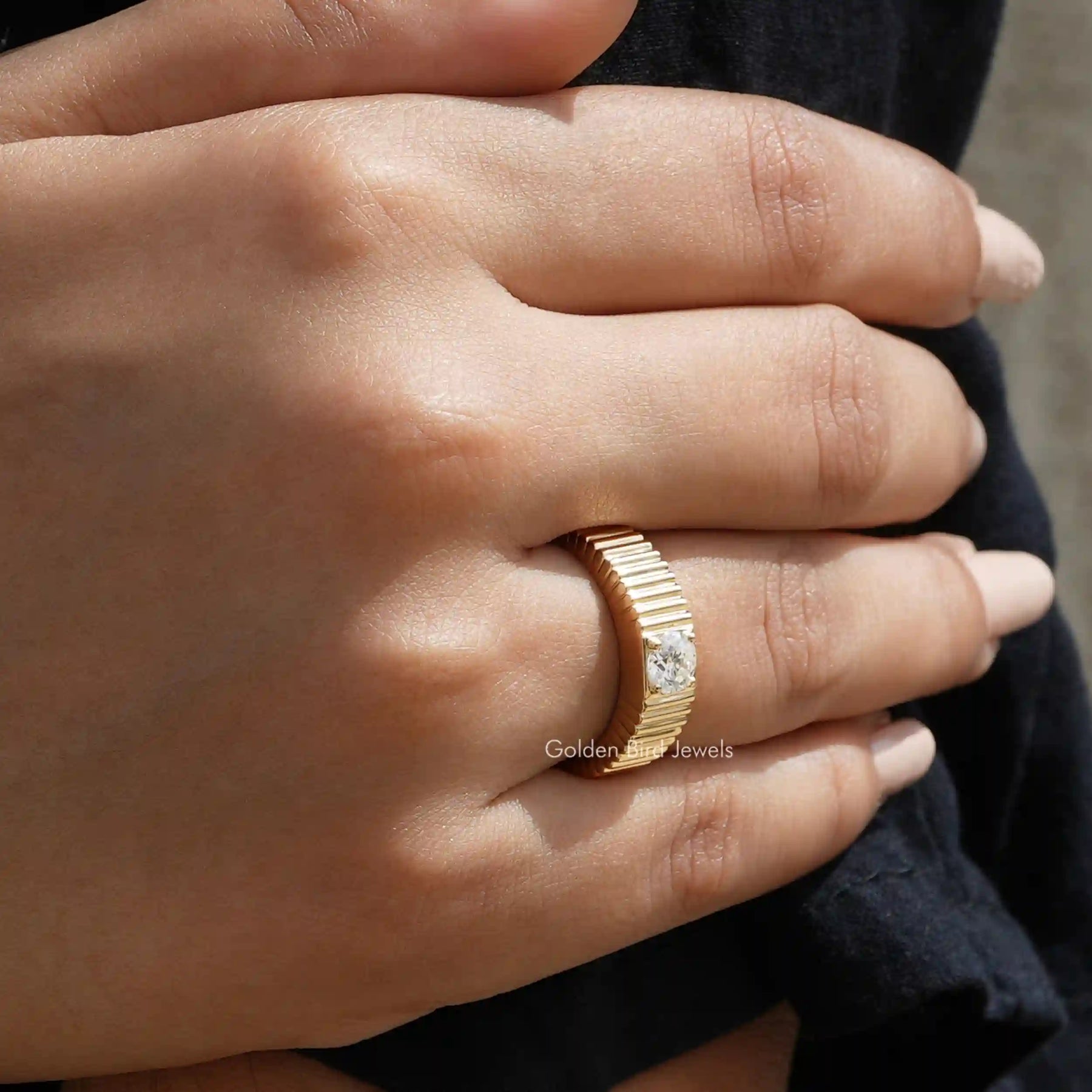 View of Round Cut Lab Grown Solittaire Engagement Ring  In Finger
