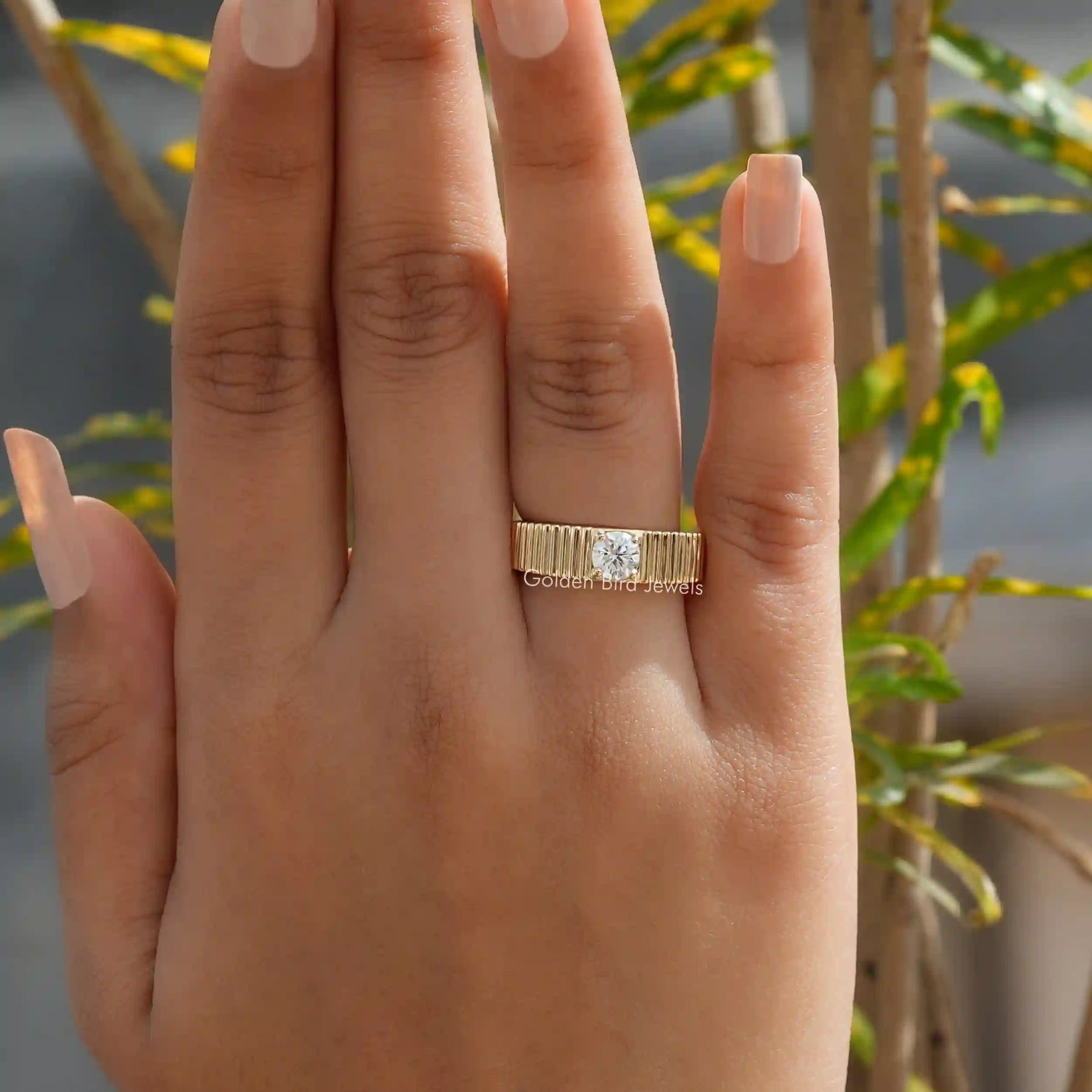 View of  Round Cut Solitaire Engagement Ring In Finger