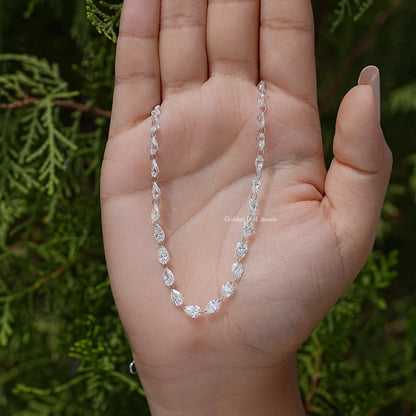 Pear Cut Lab Grown Diamond Link Tennis Necklace