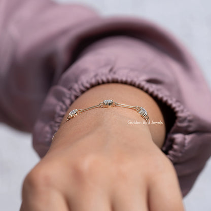 Round Cut Moissanite Link Bracelet
