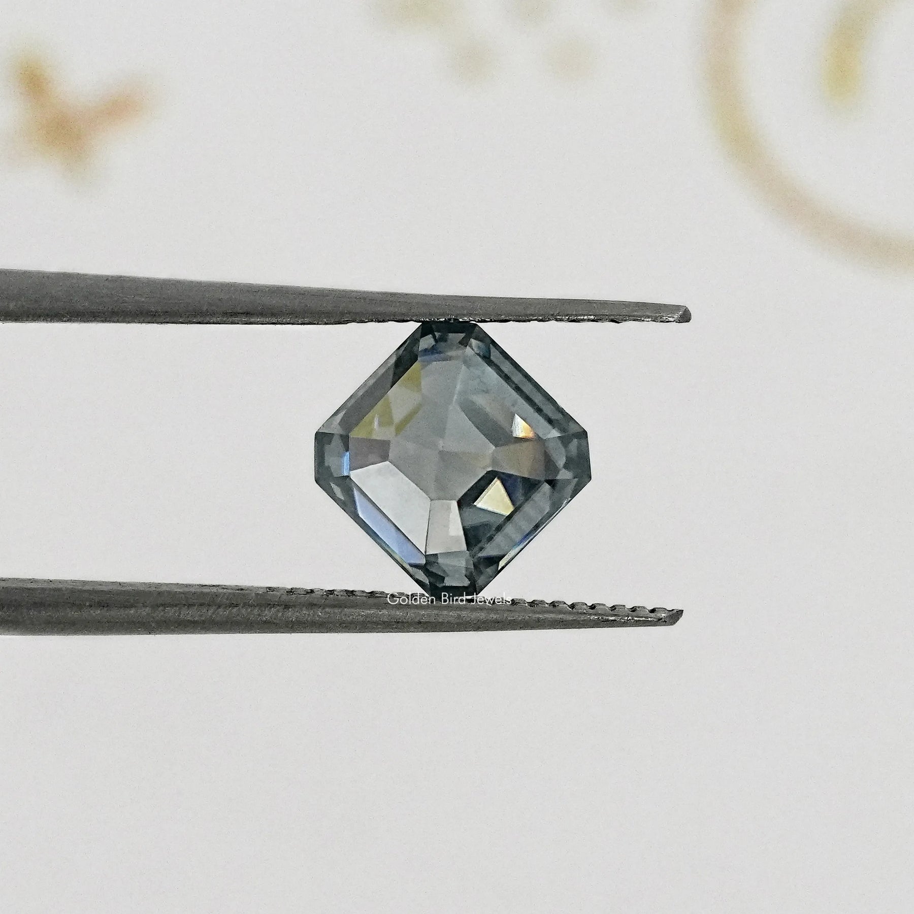 Gray Asscher Loose Moissanite Stone