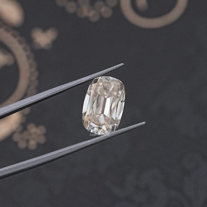 tweezers  View of Cushion Cut Old Mine Style Loose Moissanite 