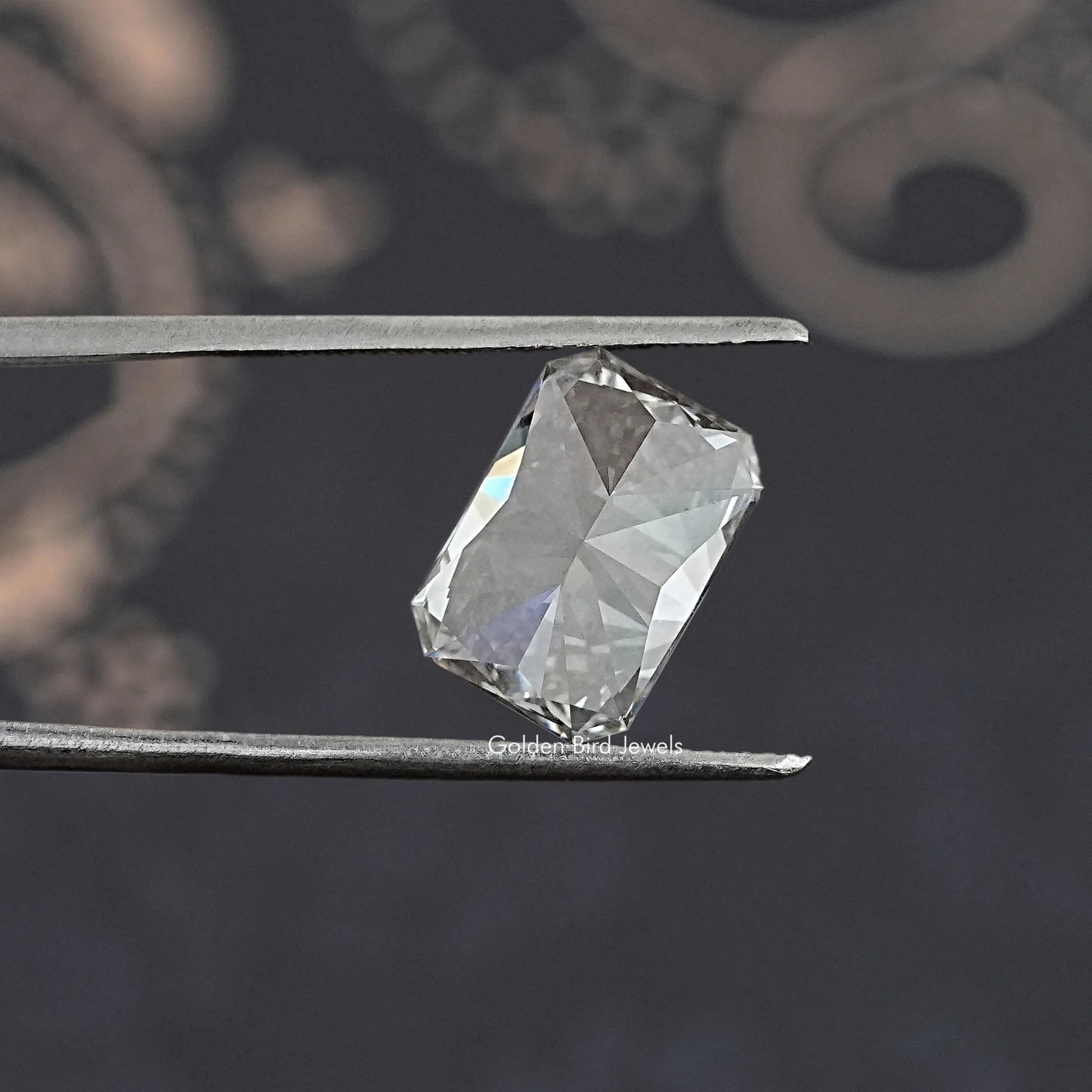 Twijer holding On the Radiant Cut Loose Lab Diamond