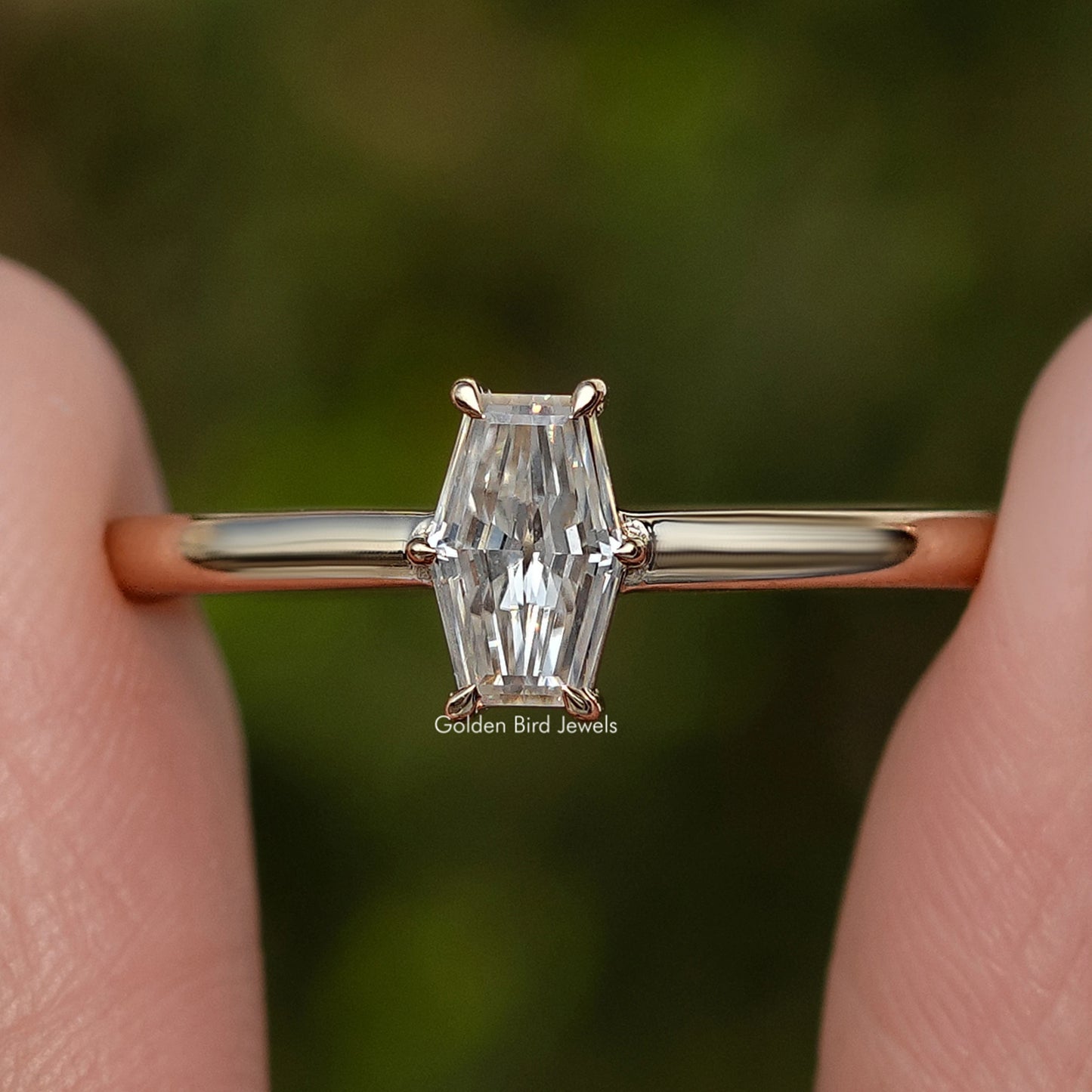 Old Mine Lozenge Solitaire Moissanite Ring