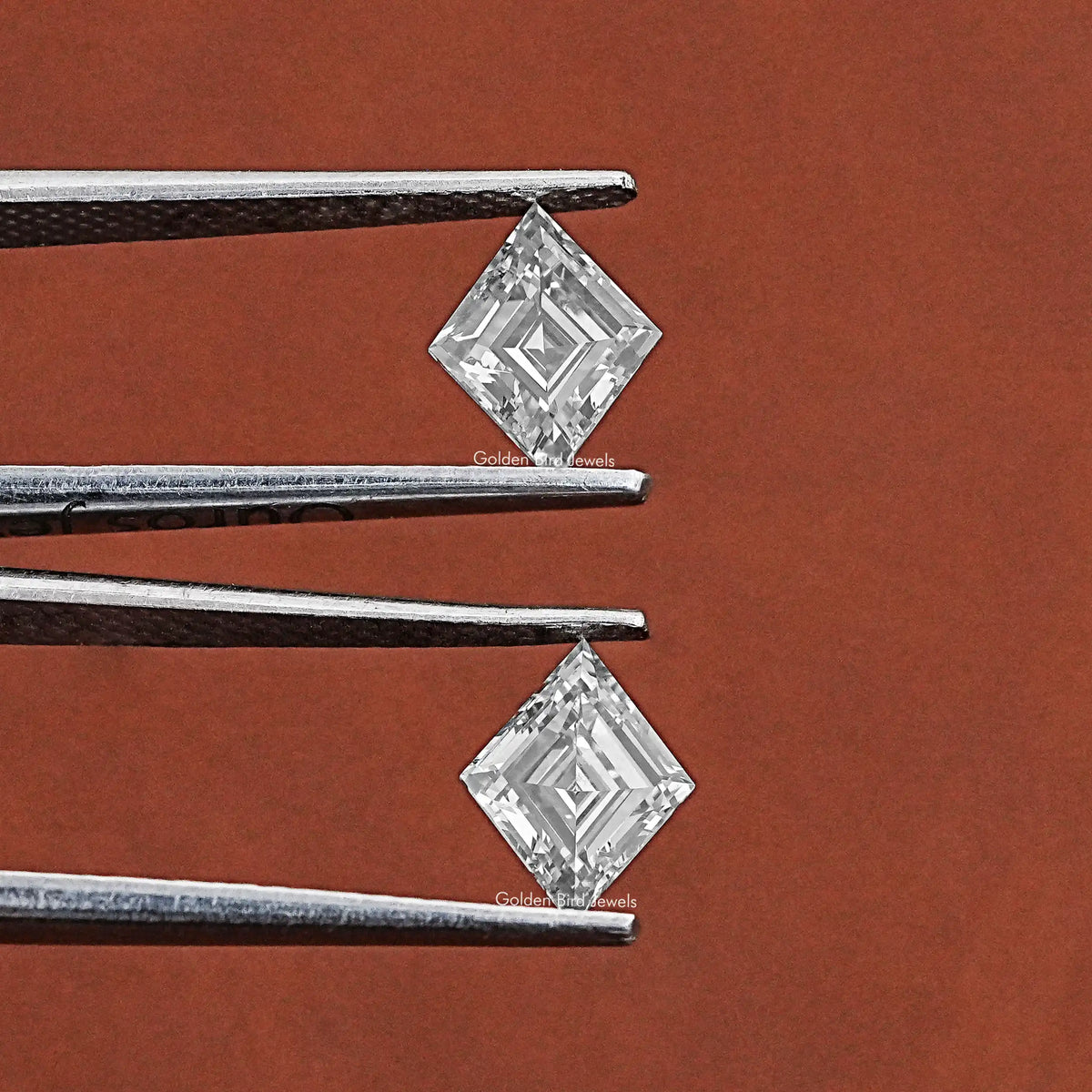 Front View Of Lozenge Cut Lab Grown Pair Diamond In White