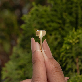 Modified Lozenge Cut Moissanite Bezel Set Solitaire Ring