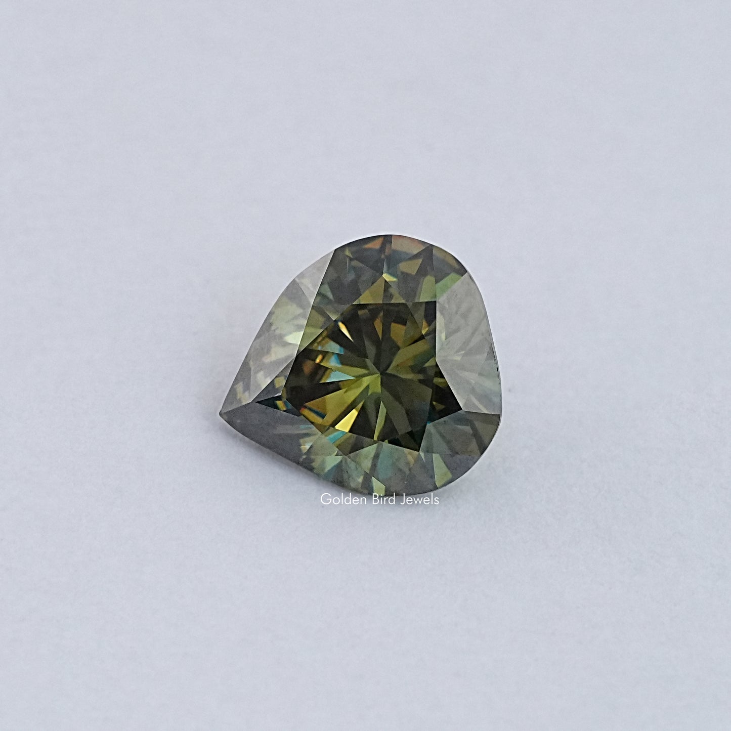 Dark Green Pear Cut Moissanite Loose Stone