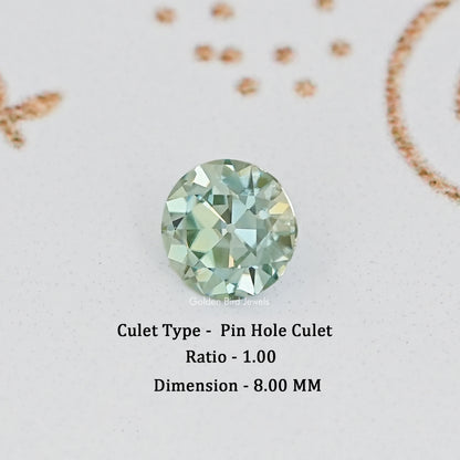 Cyan Blue Old European Round Loose Moissanite