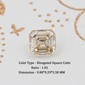 Yellow Old Mine Asscher Cut Loose Moissanite