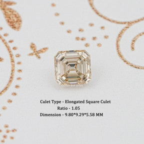 Yellow Old Mine Asscher Cut Loose Moissanite