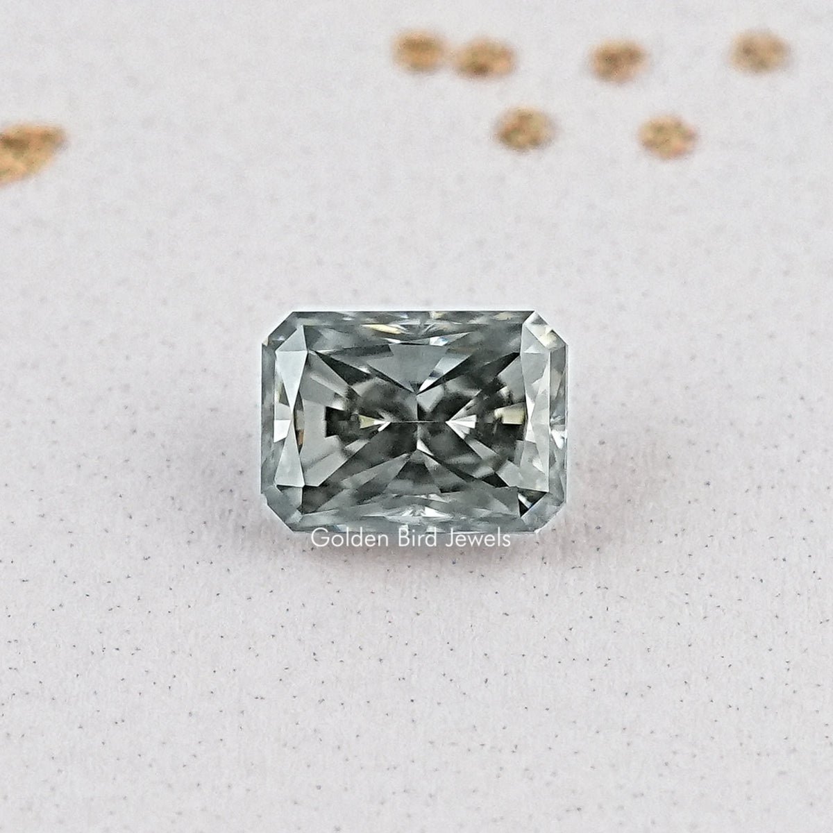 Front View Of Gray Radiant Moissanite Loose Stone
