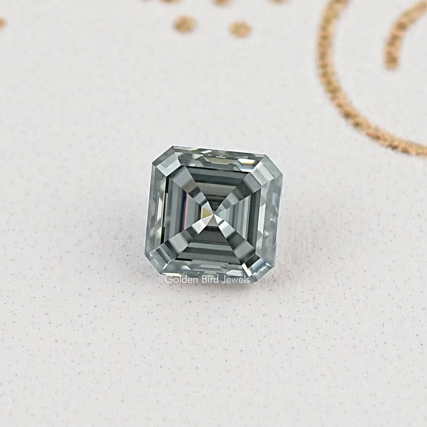 Front View Of Grey Asscher Cut loose Moissanite 