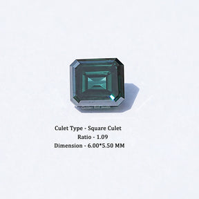 Dark Green Old Mine Asscher Moissanite Loose Stone