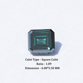 Dark Green Old Mine Asscher Moissanite Loose Stone