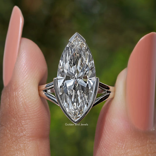 Marquise Cut Lab Diamond Split Shank Ring