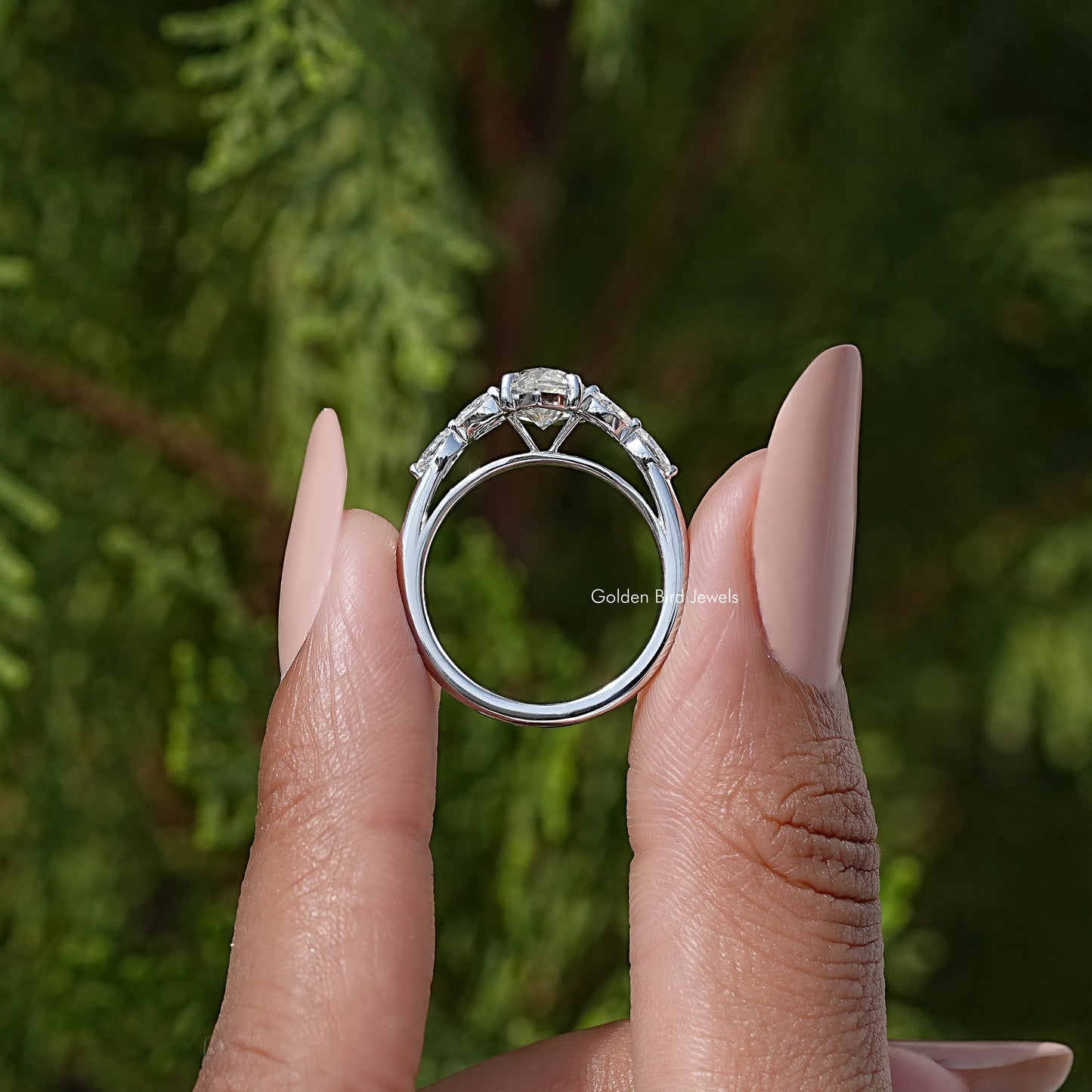 Marquise Cut Moissanite Diamond Leaves Ring