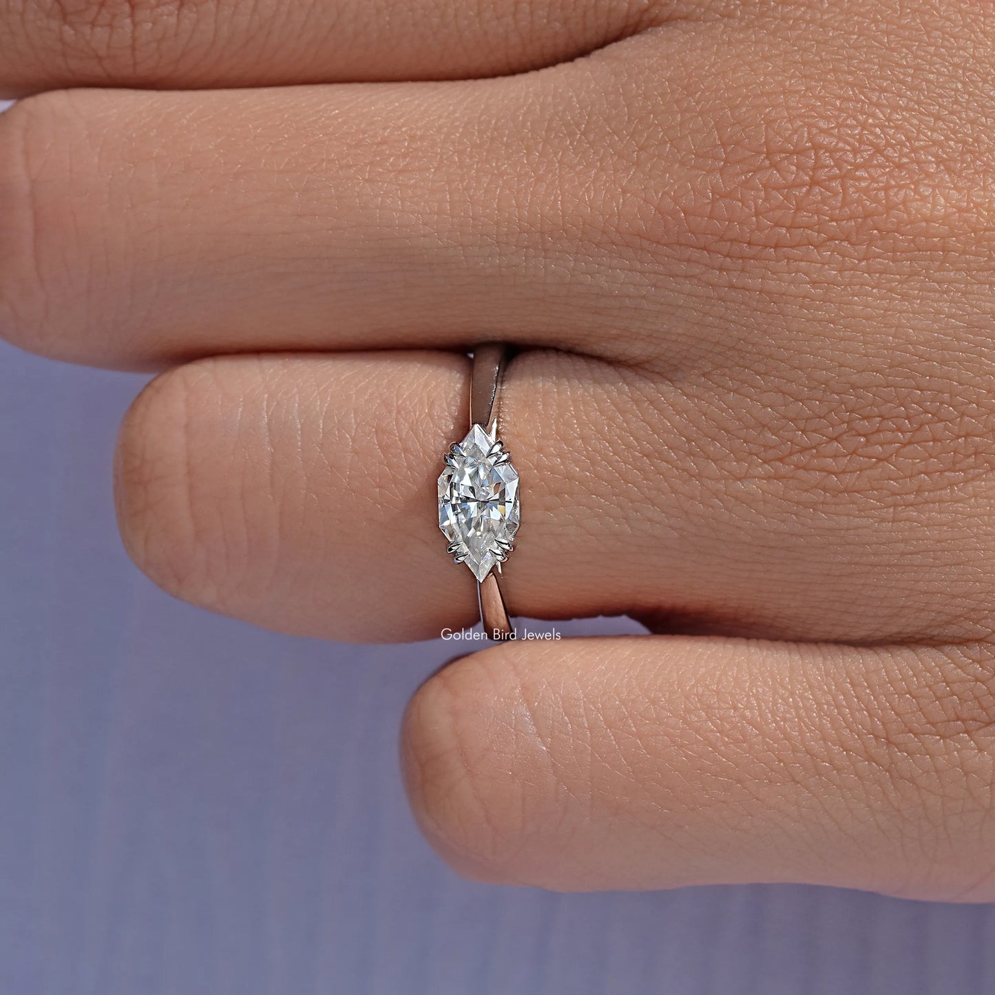Dutch Marquise Moissanite East West Solitaire Ring