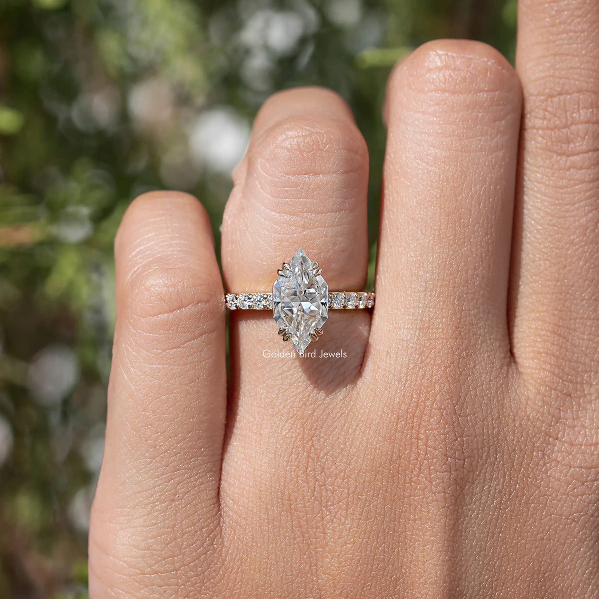Dutch Marquise Cut Solitaire Accent Moissanite Ring