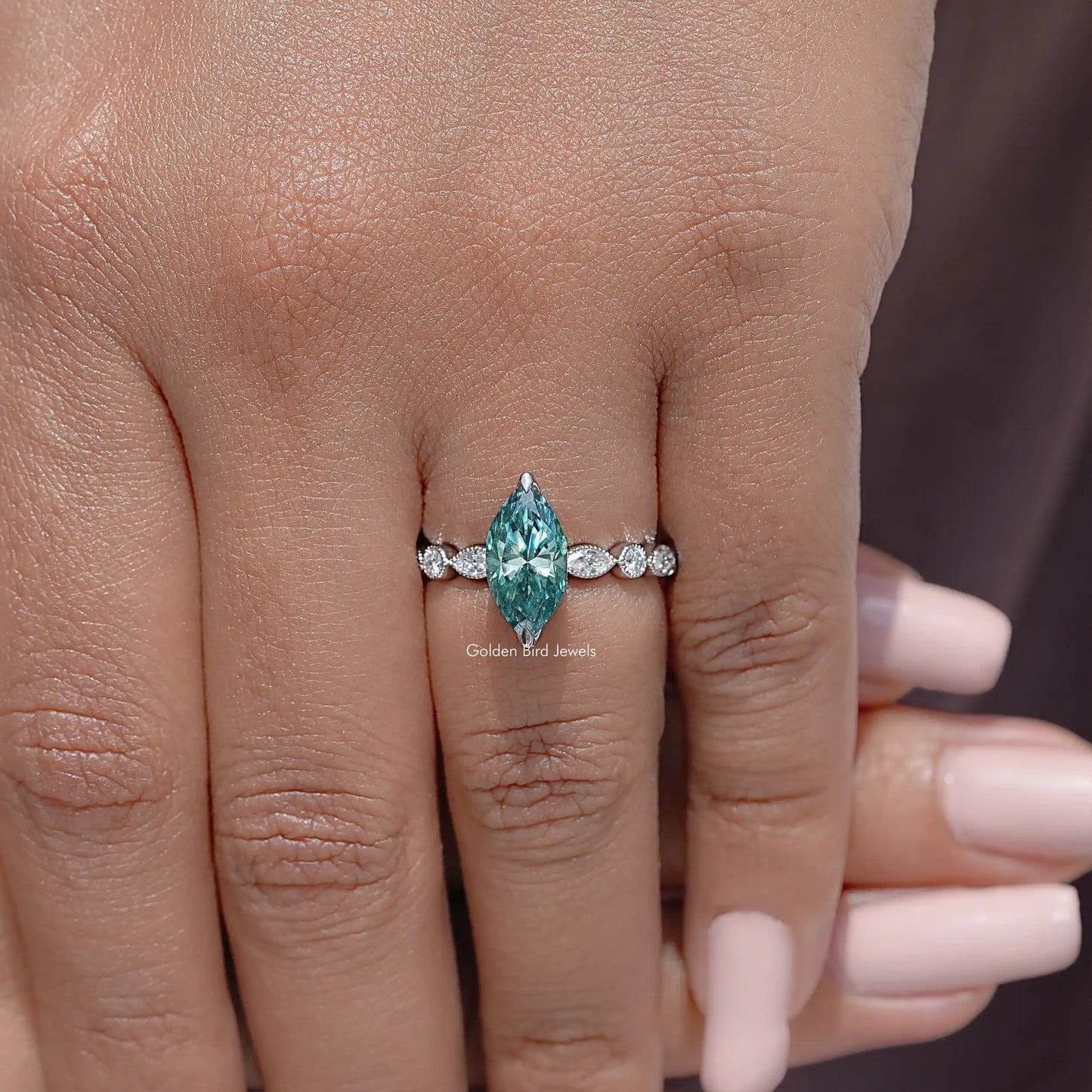Marquise Cut Moissanite Gemstone Wedding Ring