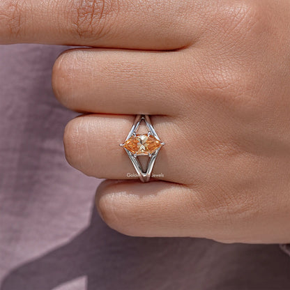 Dutch Marquise Moissanite Gemstone Spilt Shank Wedding Ring