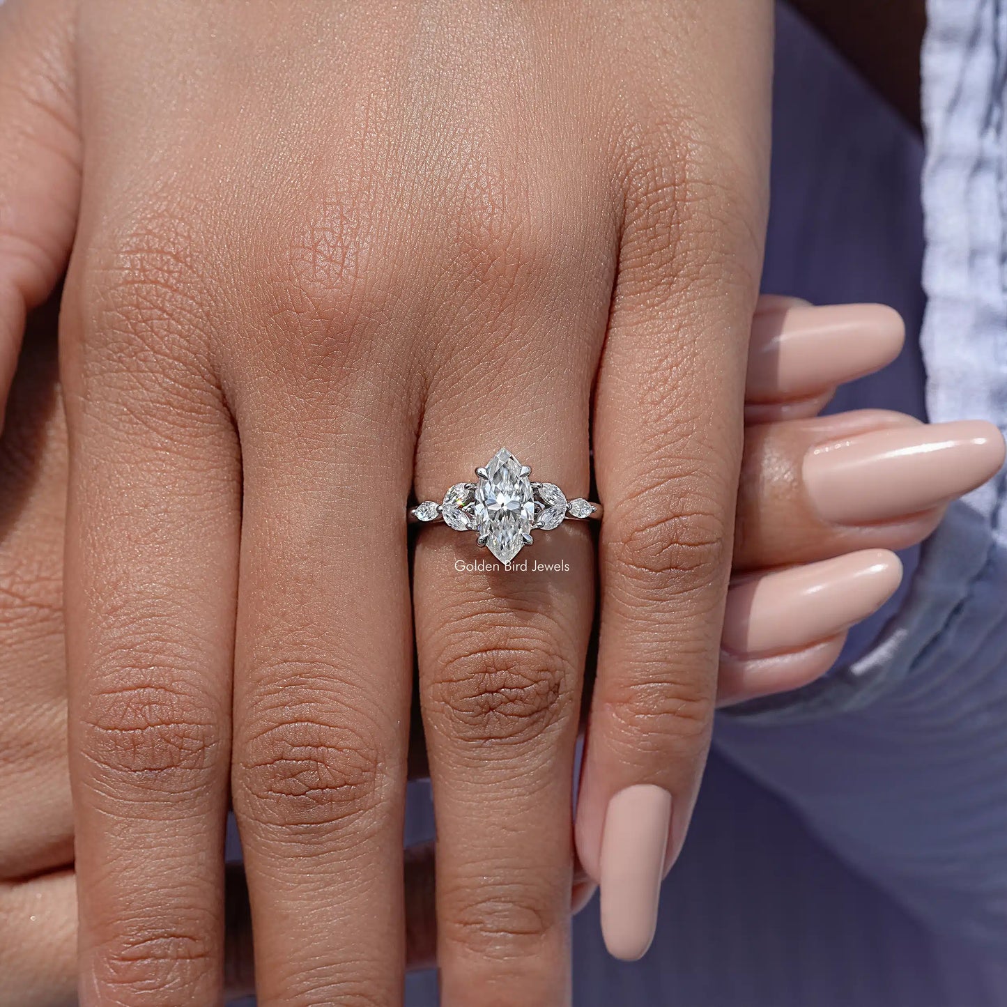 Marquise Cut Moissanite Diamond Leaves Ring