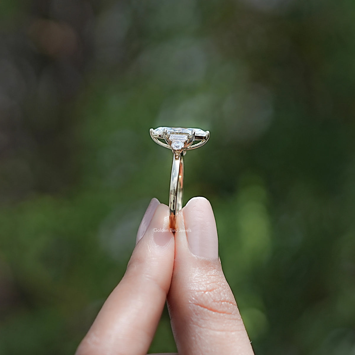 Side View of Marquise And Baguette Diamond Five Stone Ring