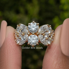 Marquise And Round Cut Moissanite Vintage Ring