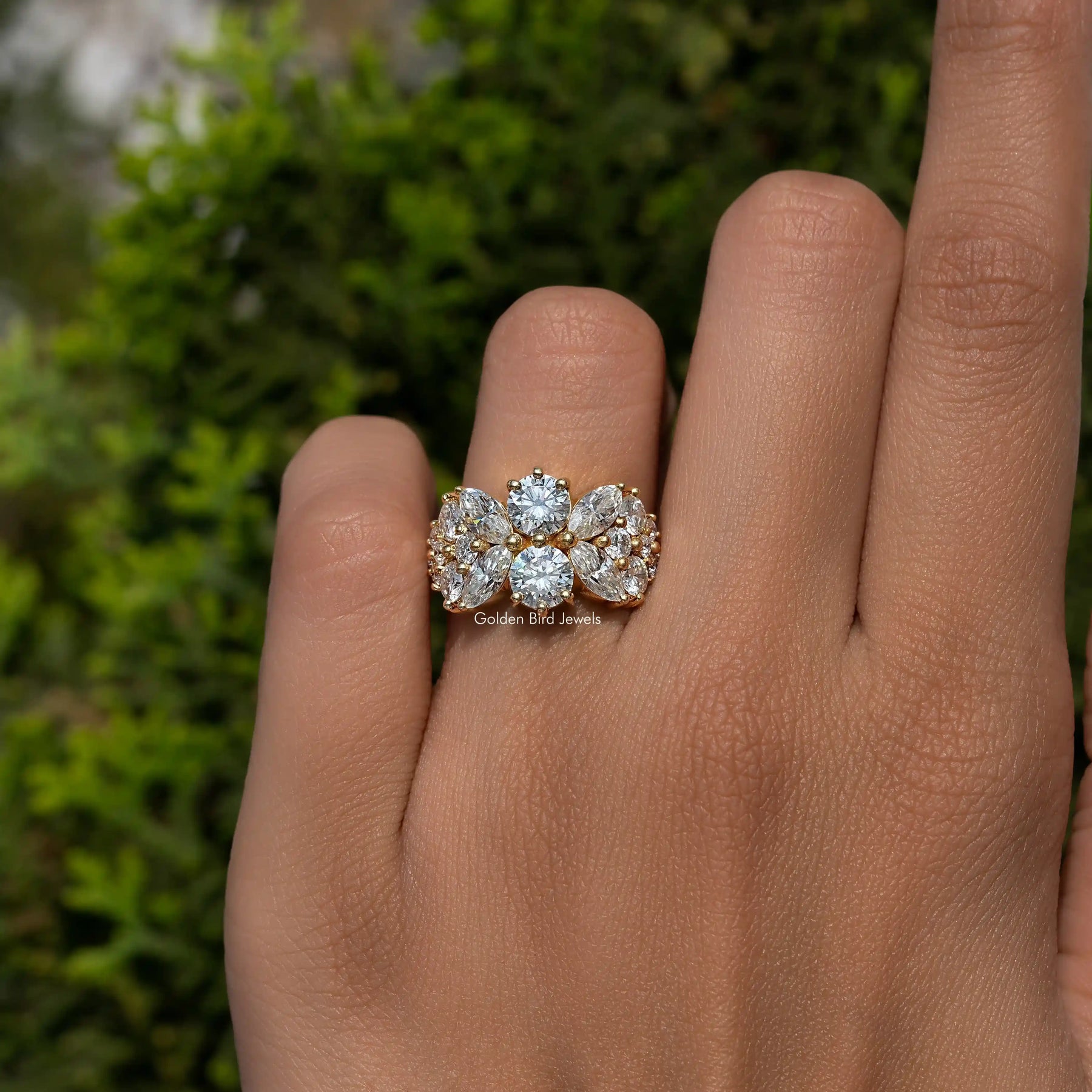 Marquise And Round Cut Moissanite Vintage Ring