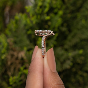 Marquise Cut Lab Grown Curved Accent  Ring
