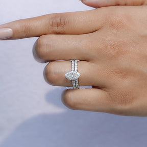 Top view of  Marquise Cut Lab Diamond bridal Set 