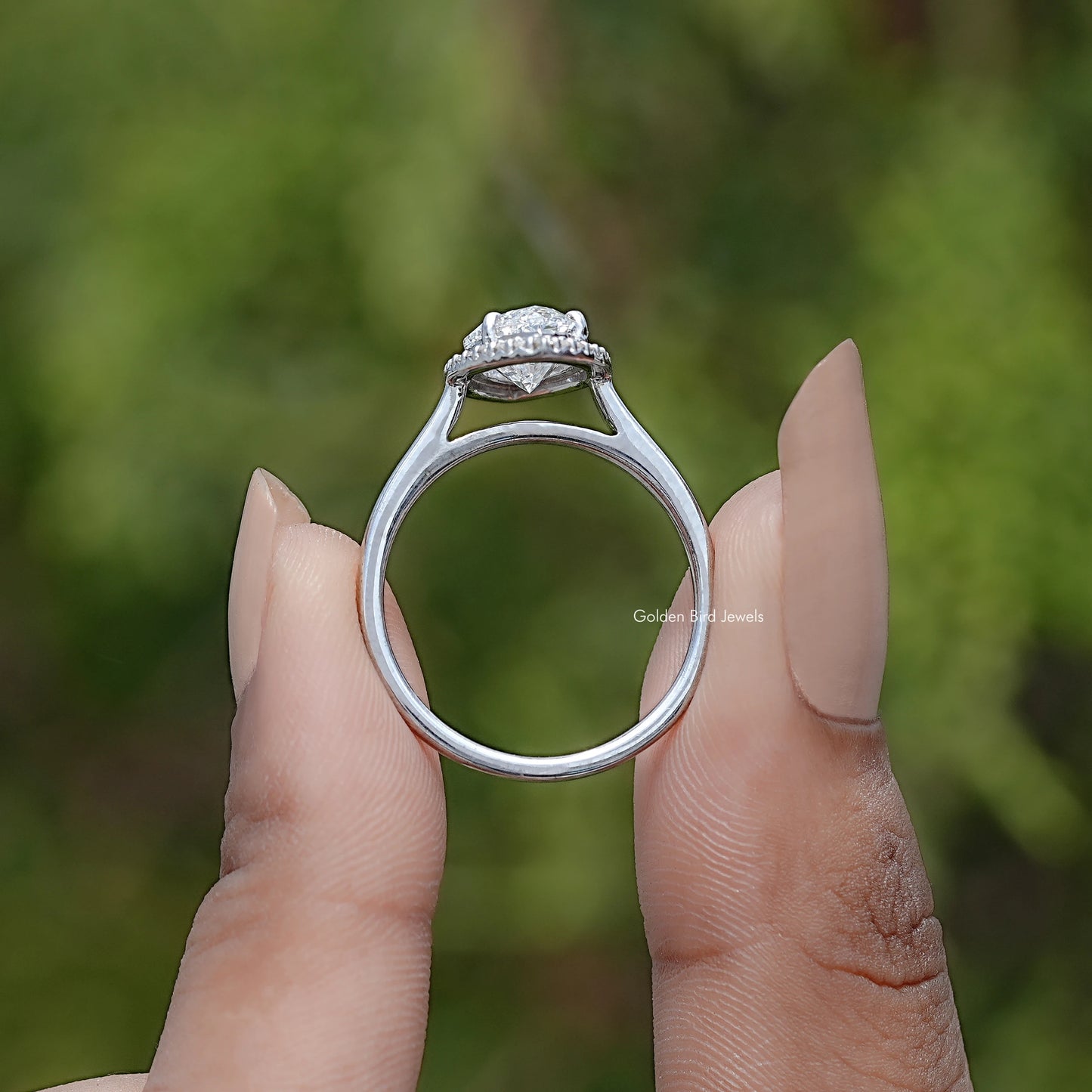 Back View Of Lab Diamond Halo Engagement Ring
