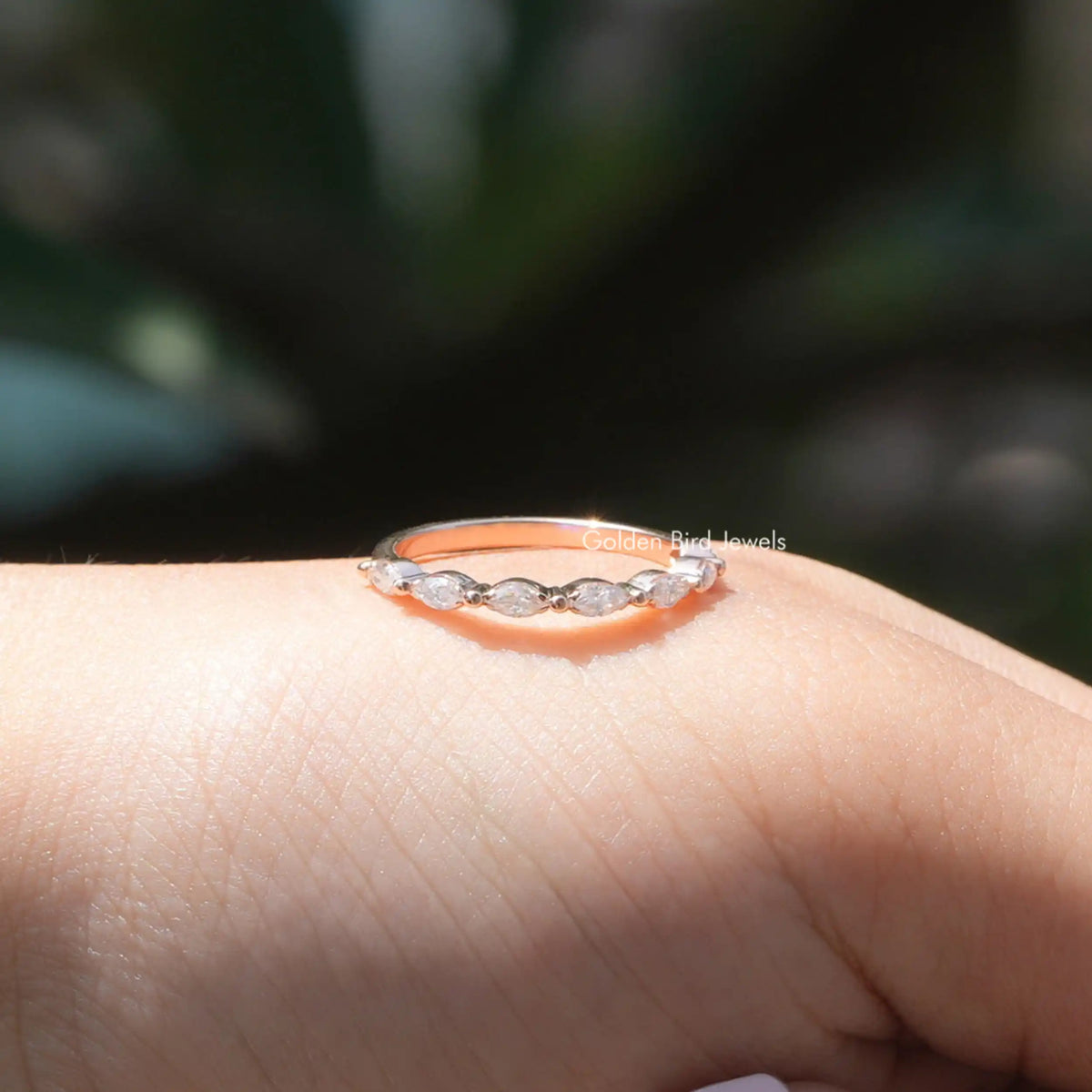 [Half Eternity Marquise Cut Moissanite Band]-[Golden Bird Jewels]