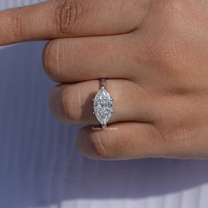 Close View Of Marquise Cut Moissanite Engagement Ring