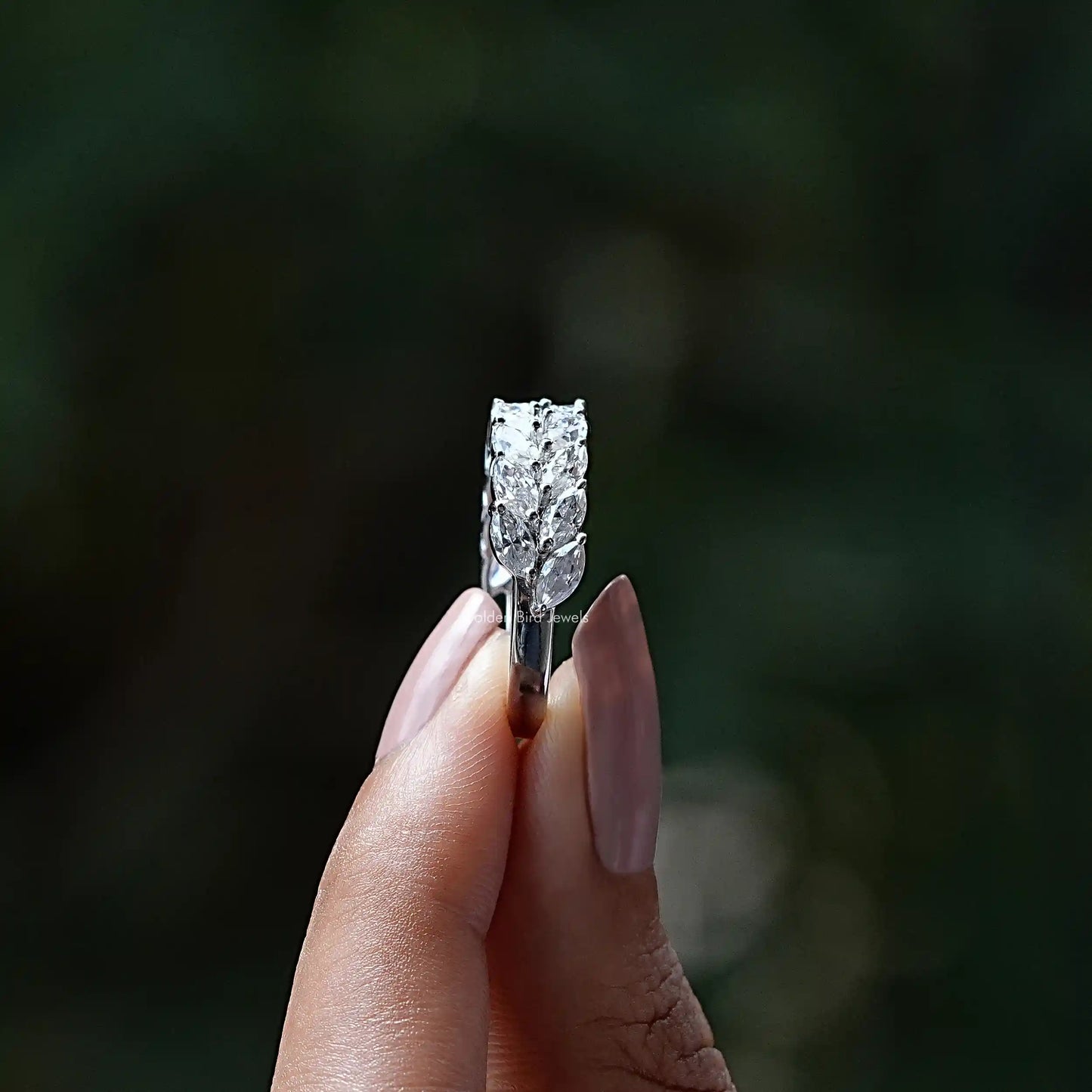 Marquise Cut Moissanite Stackable Wedding Band