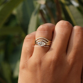 View of Marquise Cut Moissanite Bridal Ring In Finger