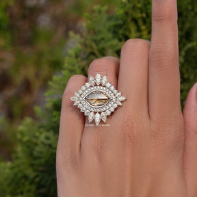 Champagne Marquise Cut Moissanite Vintage Ring