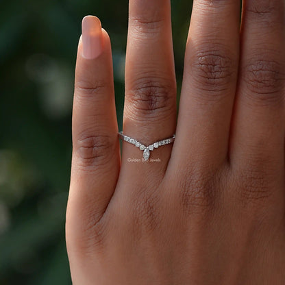 [Colorless Marquise Cut Wedding Band]-[Golden Bird Jewels]