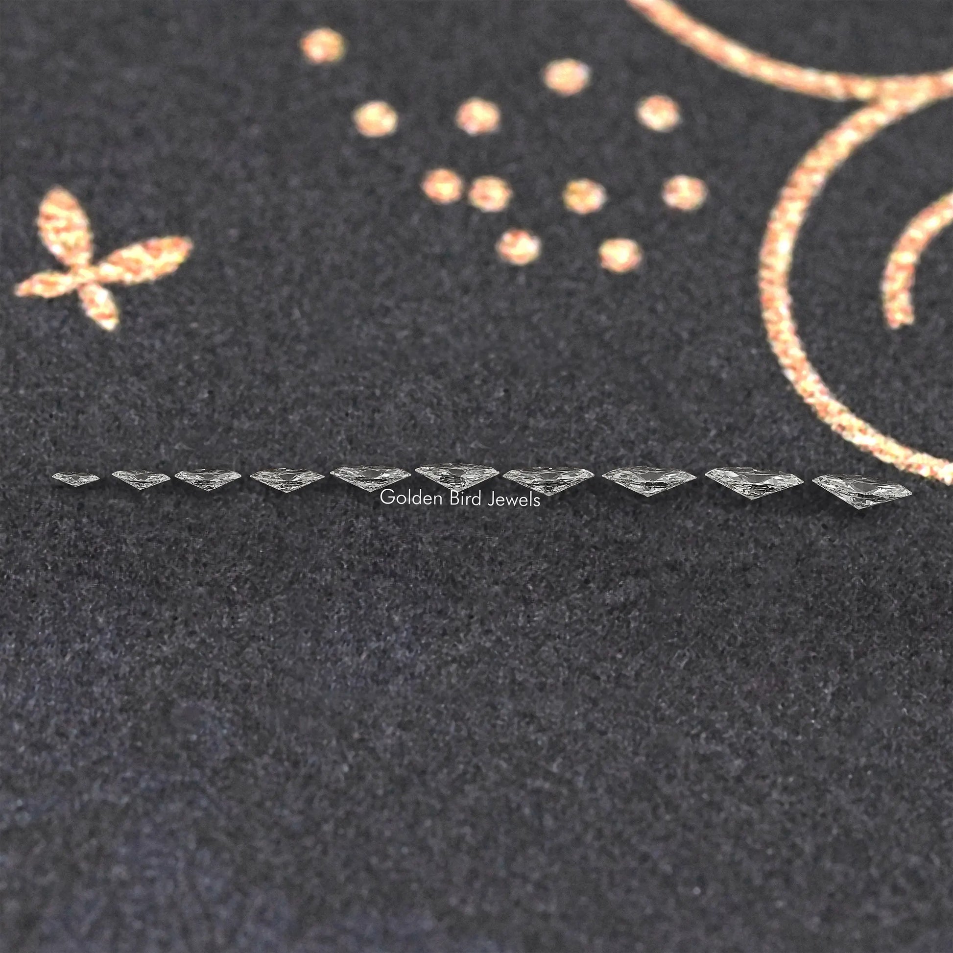 Side View of Marquise Cut Loose Lab Diamond In White