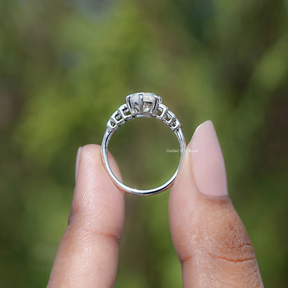 Back view of Marquise Cut Moissanite Engagement Ring in secure setting