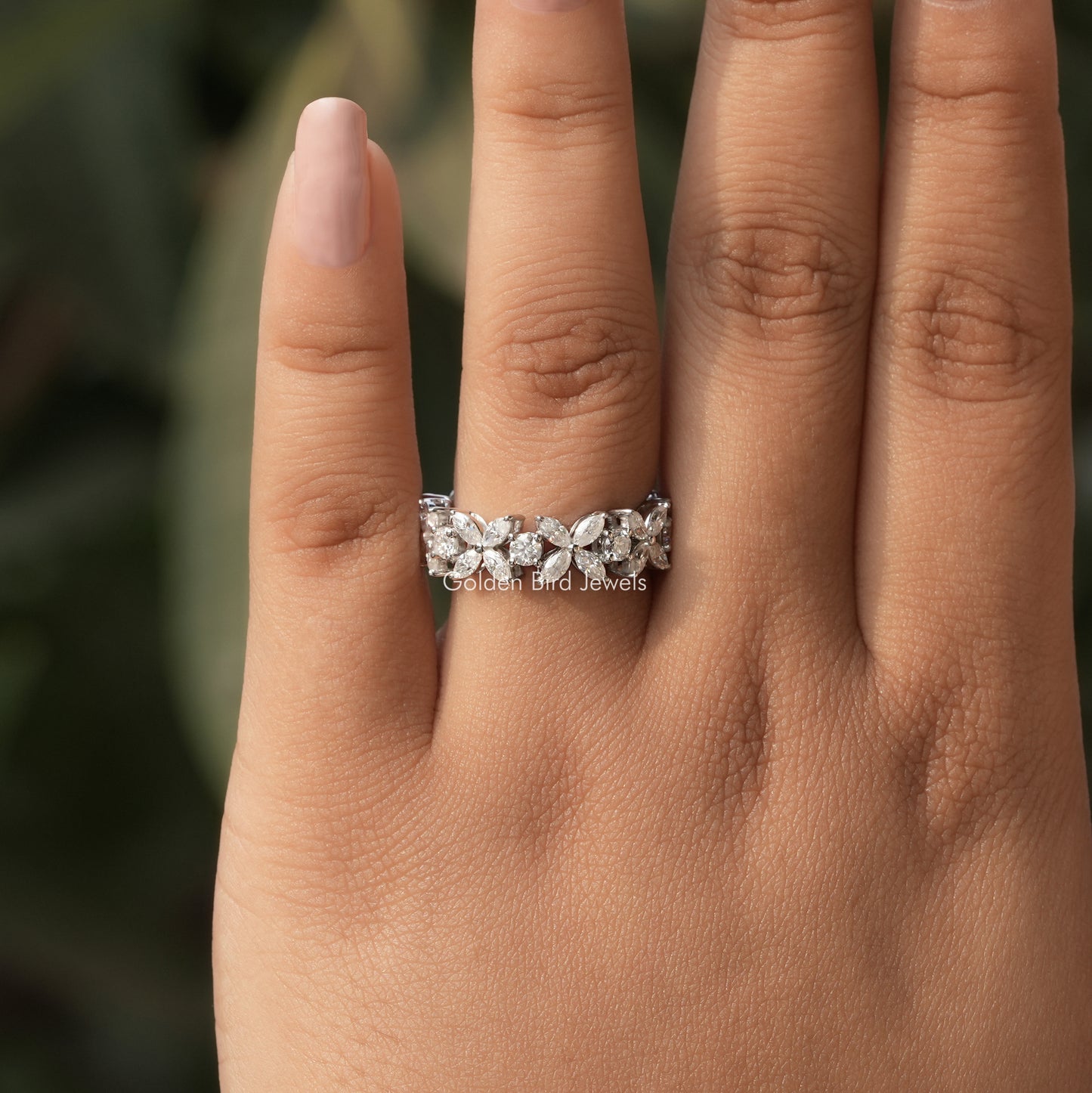 [Round And Marquise Cut Wedding Band]-[Golden Bird Jewels]