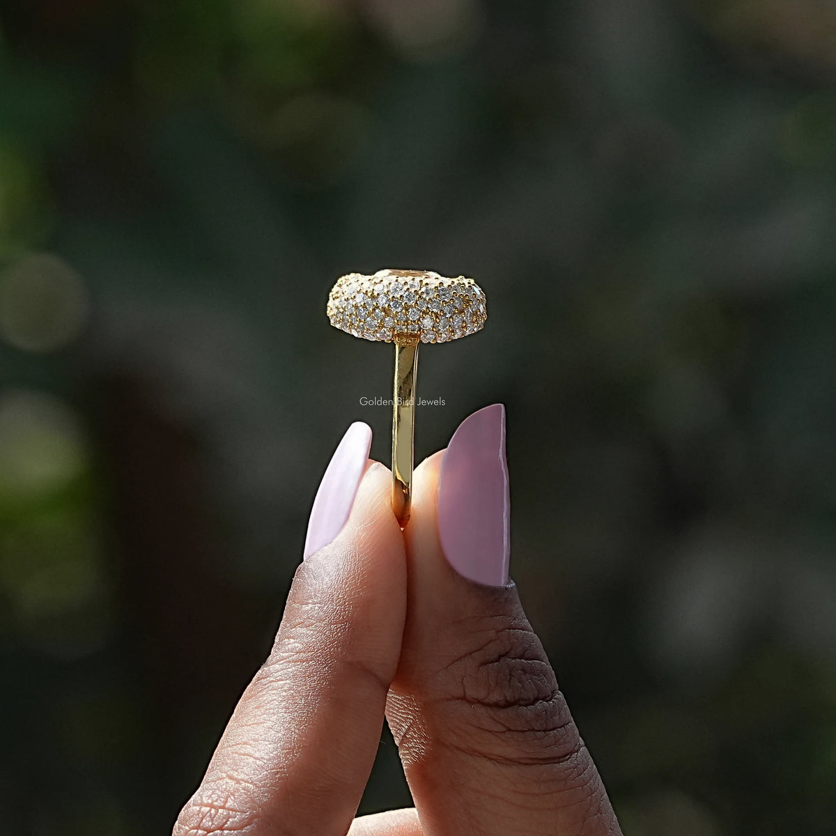 Mazarin Cut Moissanite Halo Engagement Ring