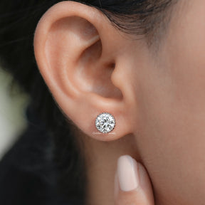 Milgrain Round Cut Lab Diamond Stud Earrings