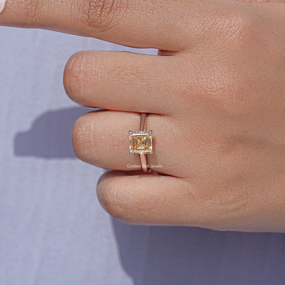 Asscher Cut Moissanite Solitaire Ring